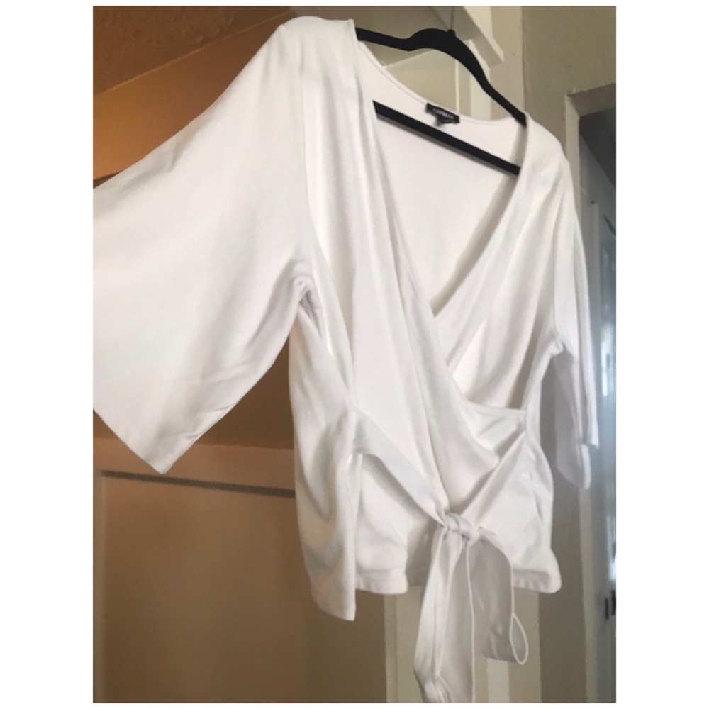 Express tie waist kimono sleeve blouse